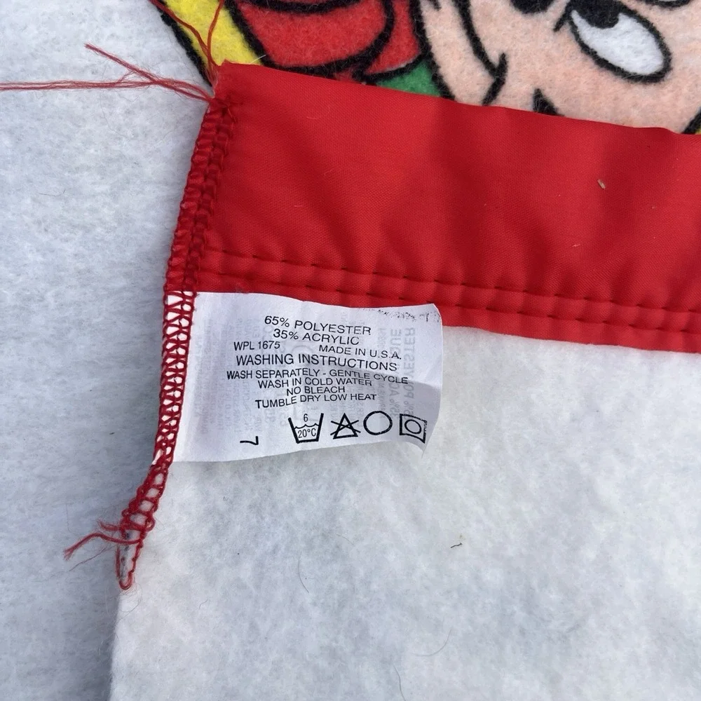 Vintage Disney Fleece Blanket Mickey And Goofy at Work 70x90 Construction Site